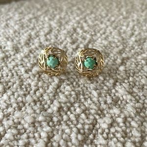 Kendra Scott Gold Stud Earrings in mint green
